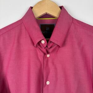 Tattersall London‎ Mens Button Down Shirt Size 16 34/35 Pink